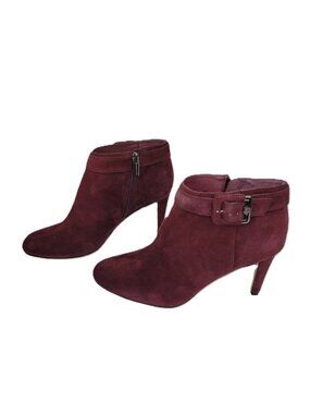 Vince Camuto Burgundy Red Suede Leather Heeled Booties Women's Size 7M